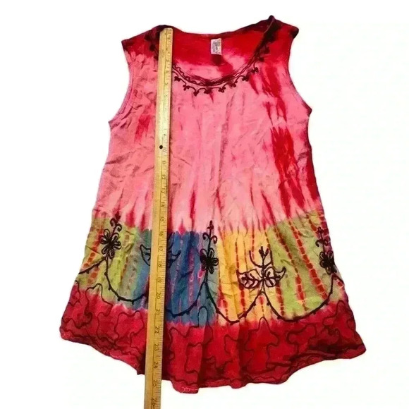 India Boutique‎ Tank Top, Women's Size Free OS Pink Red Yellow Flower Stitching - Picture 6 of 9